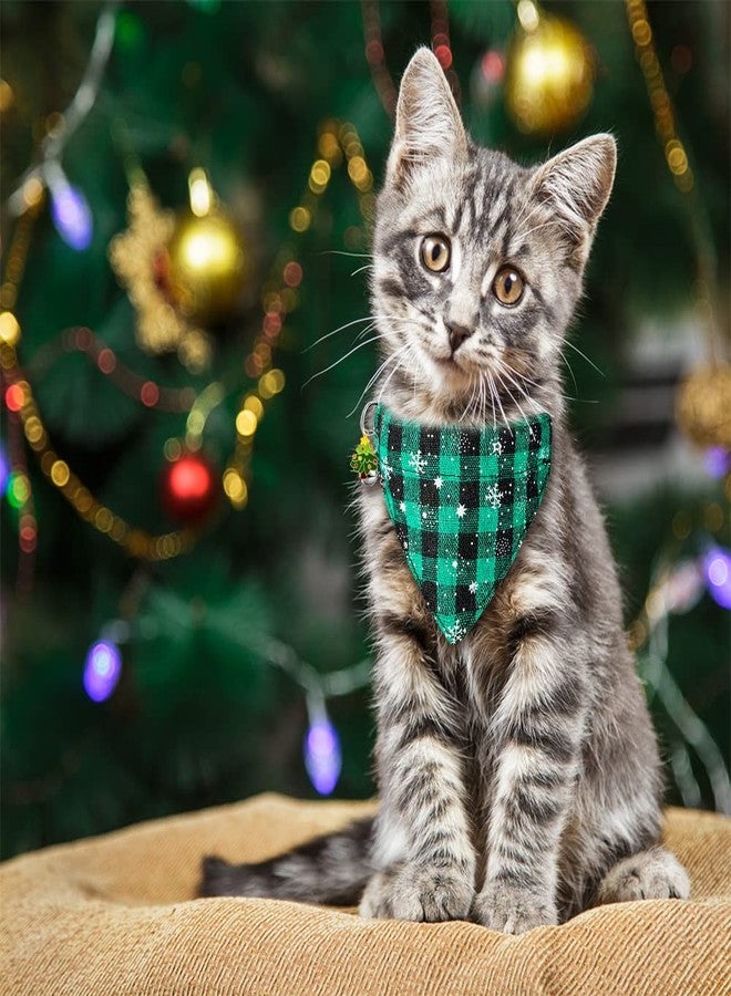 YUJUN 3Pack Christmas Cat Bandana Collars Breakaways with Bell Christmas Adjustable Plaid Snowflake Collar Buckle Safety for Puppy Kittens - Image 5